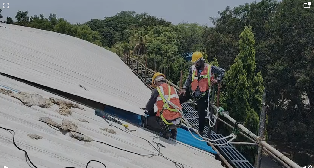 Providing Walkway Ladder throughout the Roof Area for Approach and Roof Sheet Works at UHV Lab Rooftop in R&D Lab Complex - Project Photograph